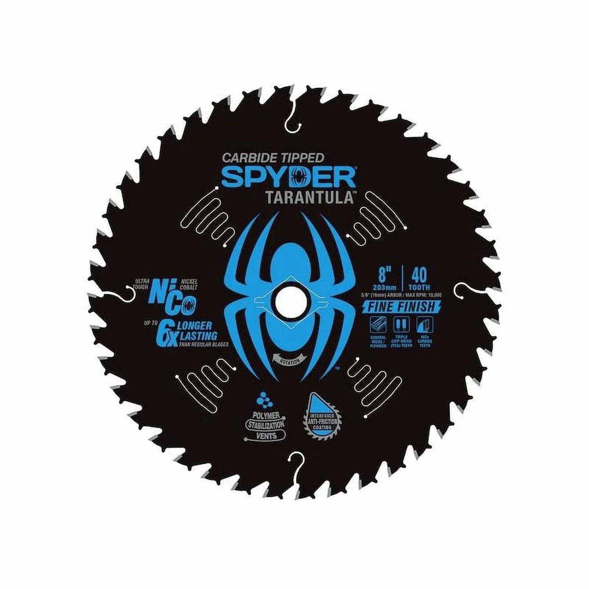 Spyder 13052 8-Inch 40-Tooth TCT Fine Circular Saw Blade For Panel And Sheet Cutting