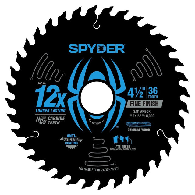 Spyder 13097 4-1/2" 36T Fine Finish Circular Saw Blade for Wood