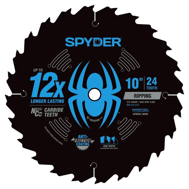 Spyder 13098 10 in 24T Ripping Circular Saw Blade for Wood