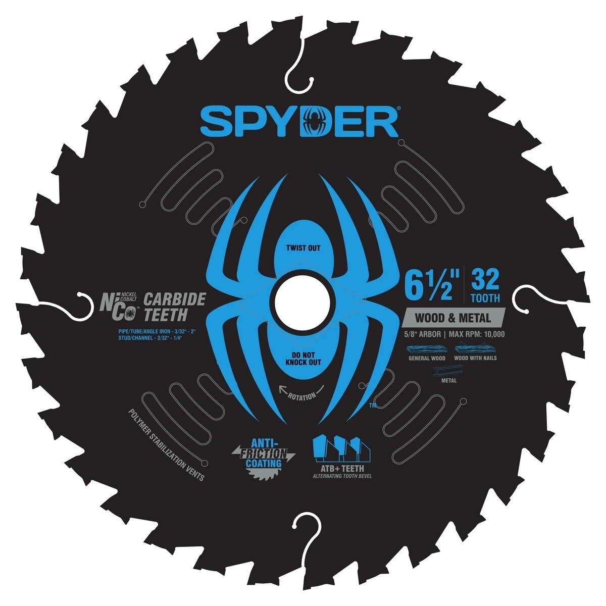 Spyder 13099 6-1/2" 32-Tooth Wood and Metal Circular Saw Blade for Nail-Embedded Wood