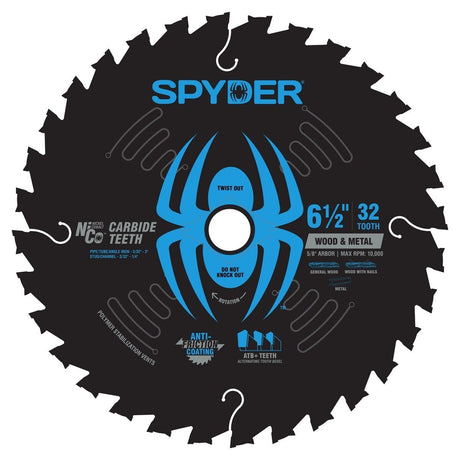 Spyder 13099 6-1/2" 32-Tooth Wood and Metal Circular Saw Blade for Nail-Embedded Wood