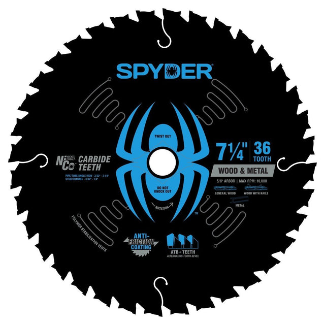 Spyder 13100 7-1/4" 36-Tooth Circular Saw Blade for Wood and Metal