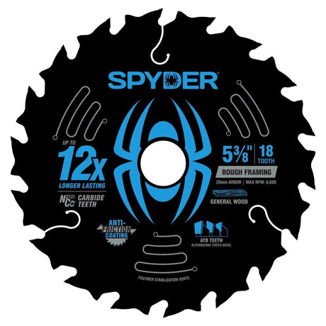 Spyder 13107 5-3/8" 18-Tooth Rough Framing Circular Saw Blade
