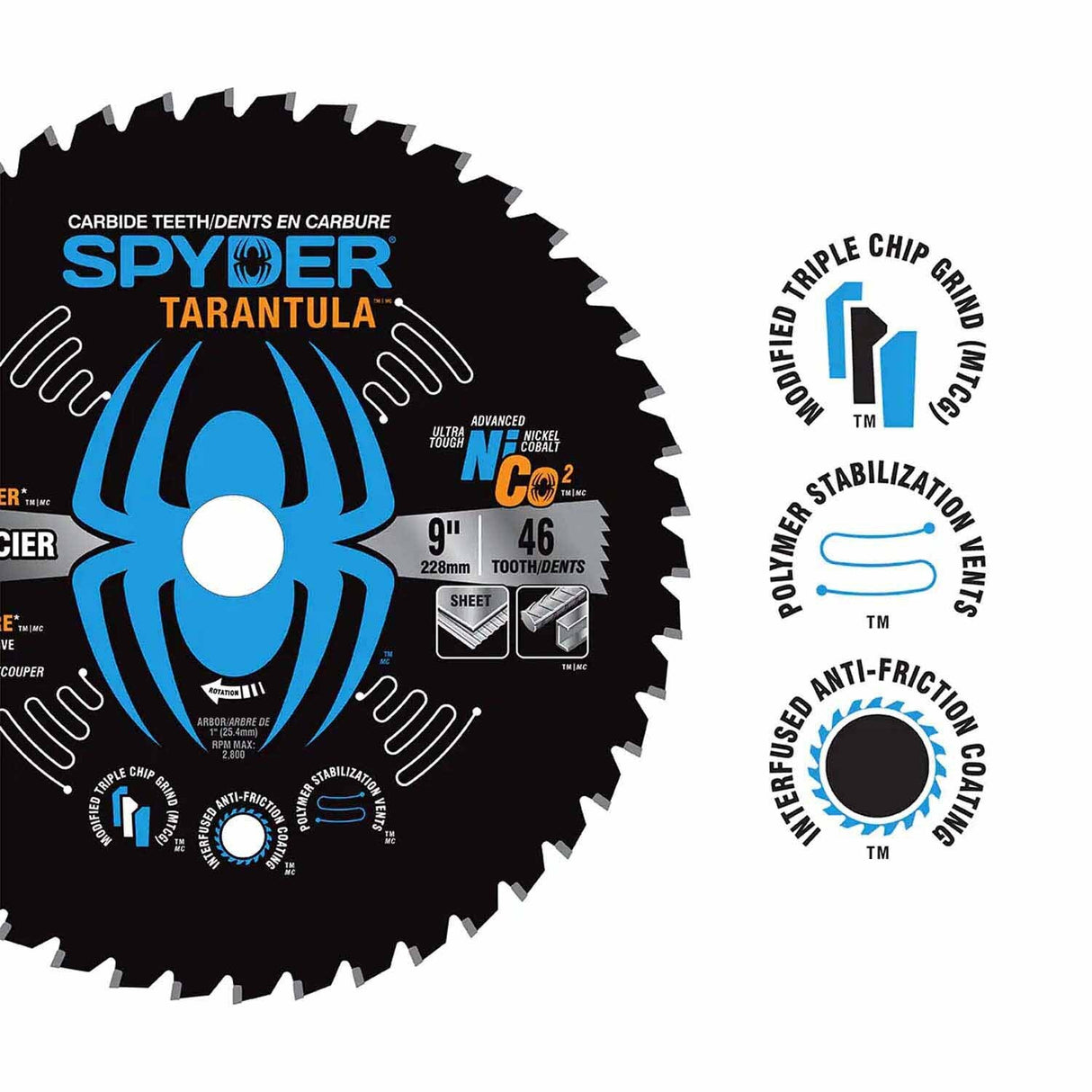 Spyder 13503 9-Inch 46-Tooth TCT Steel Cutting Circular Saw Blade - 2