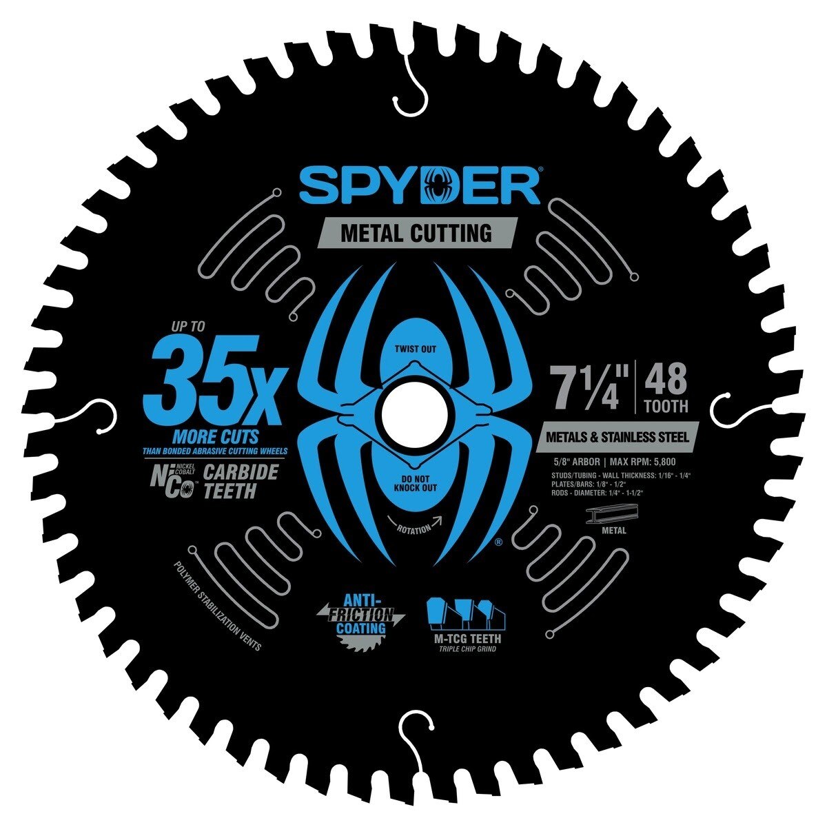 Spyder 13515 7-1/4" 48T Circular Saw Blade for Medium Metal Cutting