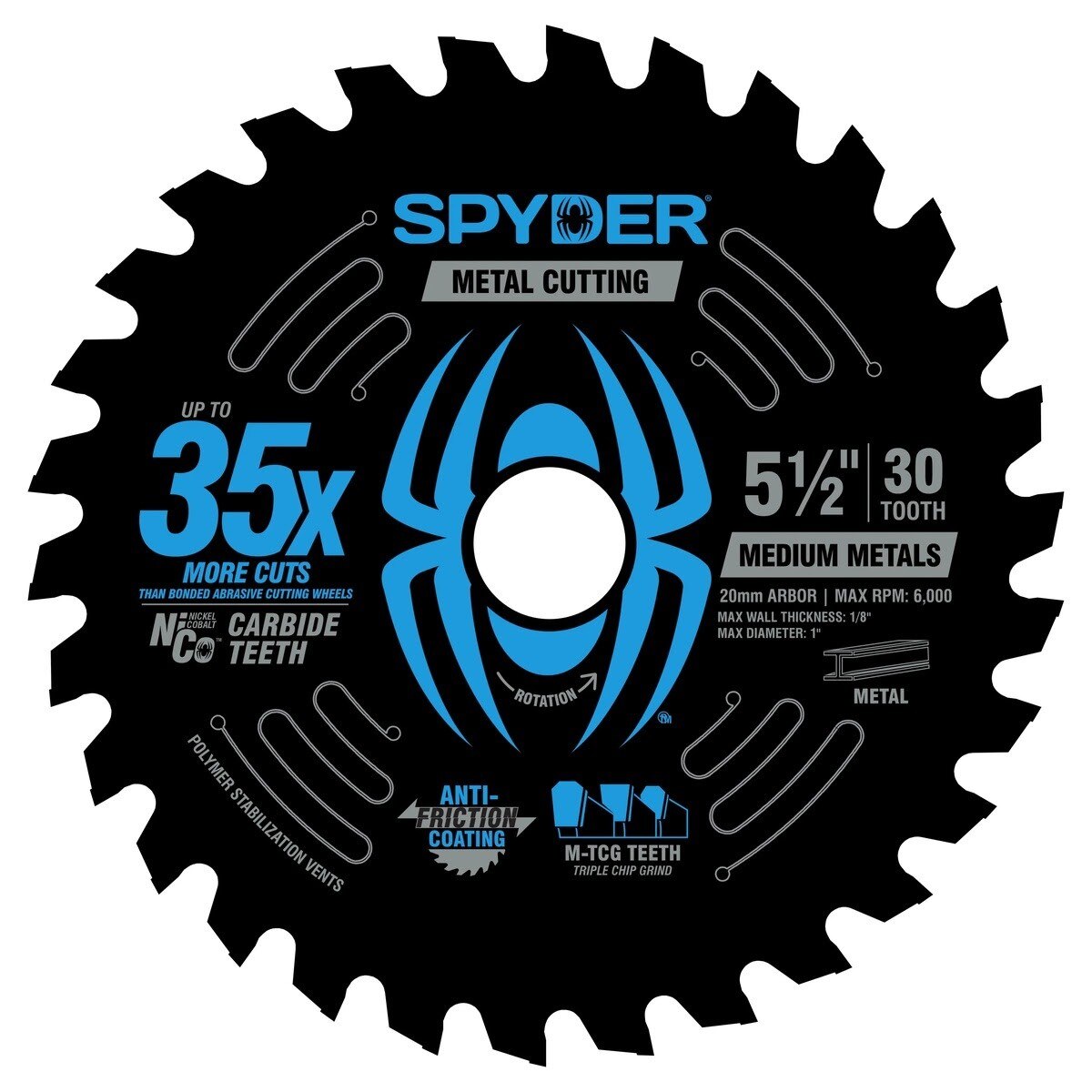 Spyder 13518 5-1/2" 30T Medium Metal Circular Saw Blade