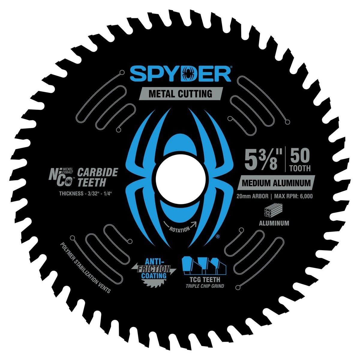 Spyder 13519 5-3/8" 50-Tooth Circular Saw Blade for Medium Aluminum