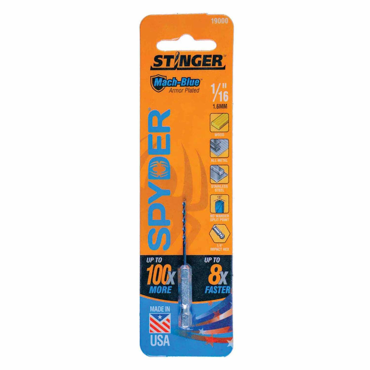 Spyder 19000 1/16-Inch x 2-1/2-Inch HSS Twist Drill Bit - 5