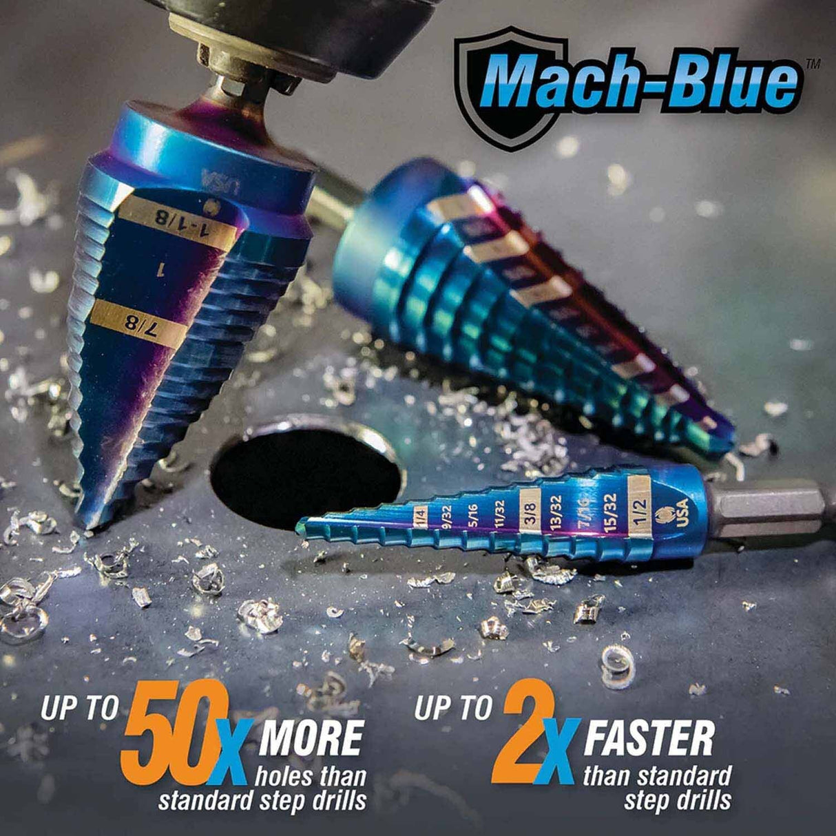 Spyder 19025 2-Piece Hex Shank 12 and 13 Step Drill Bit Set (1/8 to 1/2-Inch and 3/16 to 7/8-Inch) - 4