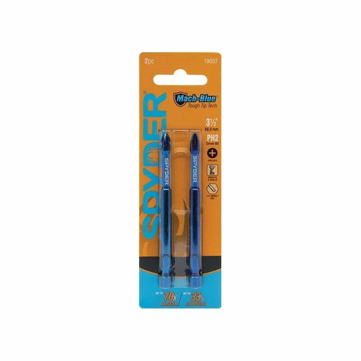Spyder 19057 3-1/2-Inch PH2 Impact Driver Bit (2-Pack) - 3