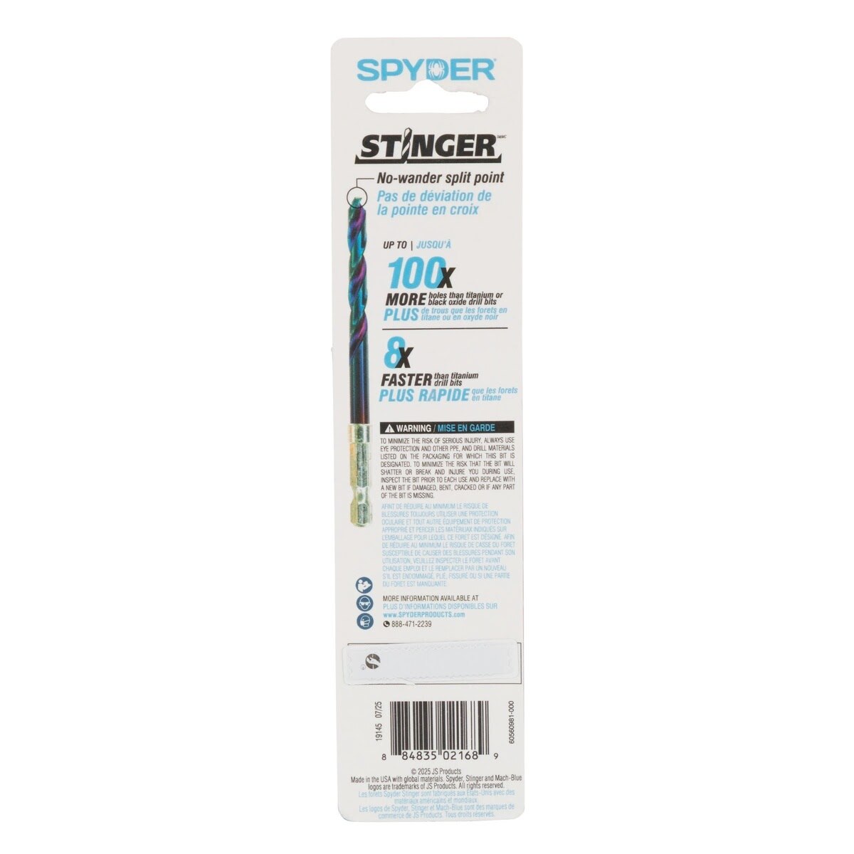 Spyder 19145 25/64" Mach-Blue Armor Plated HSS Hex Shank Drill Bit - 7