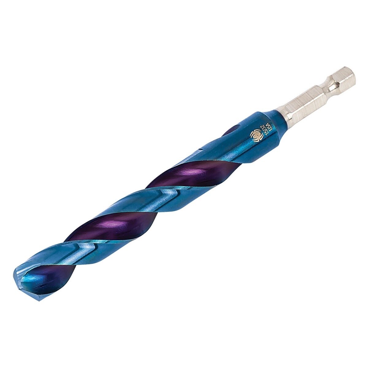 Spyder 19149 15/32 in Mach-Blue Armor Plated HSS Hex Shank Drill Bit