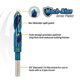 Spyder 19157 9/16 in Mach-Blue Armor Plated Tri-Flat Shank S&D Drill Bit - 2