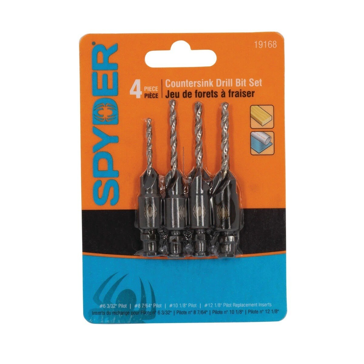 Spyder 19168 HSS Countersink Drill Bit Set for Wood and PVC Plastic (4 Piece Set) - 2