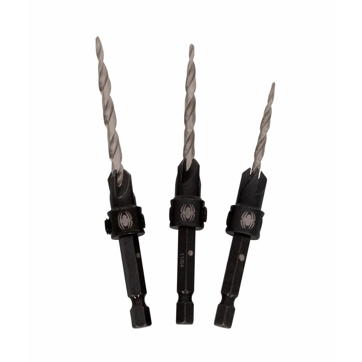 Spyder 19169 HSS Tapered Adjustable Countersink Drill Bit Set for 6 8 and 10 Screws with 9/64 in 11/64 in and 3/16 in Pilots (3 Piece Set) - 2