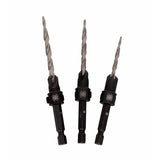 Spyder 19169 HSS Tapered Adjustable Countersink Drill Bit Set for 6 8 and 10 Screws with 9/64 in 11/64 in and 3/16 in Pilots (3 Piece Set) - 2