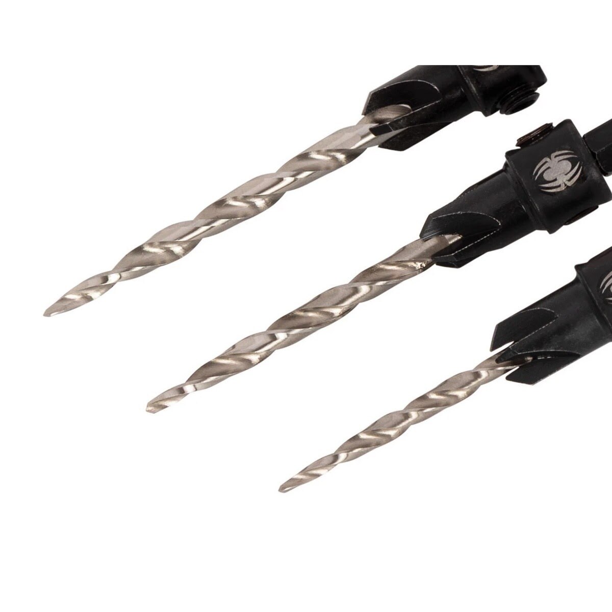 Spyder 19169 HSS Tapered Adjustable Countersink Drill Bit Set for 6 8 and 10 Screws with 9/64 in 11/64 in and 3/16 in Pilots (3 Piece Set) - 3