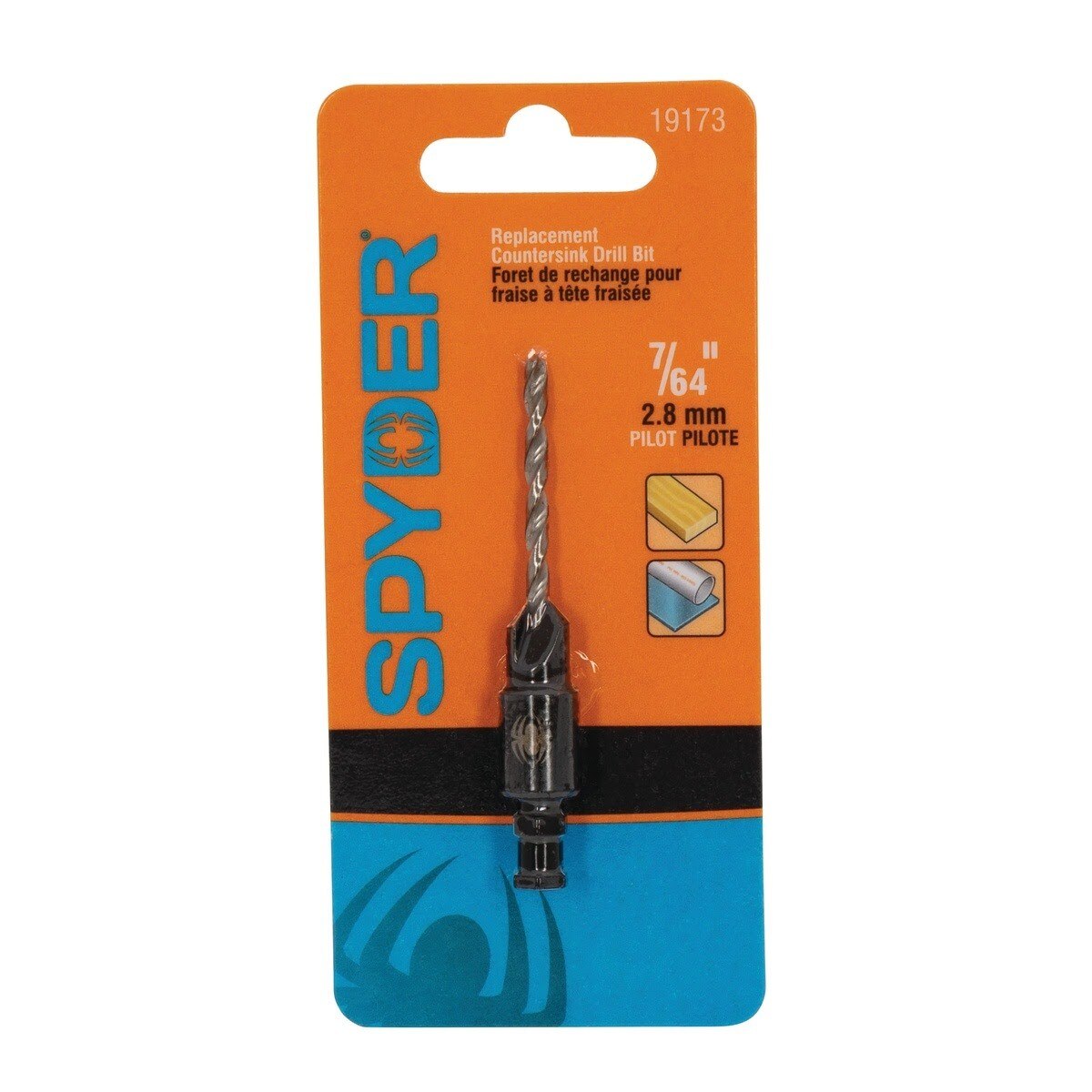 Spyder 19173 7/64 in Pilot x 5/16 in Counterbore HSS Replacement Countersink Drill Bit for #8 Screws - 2