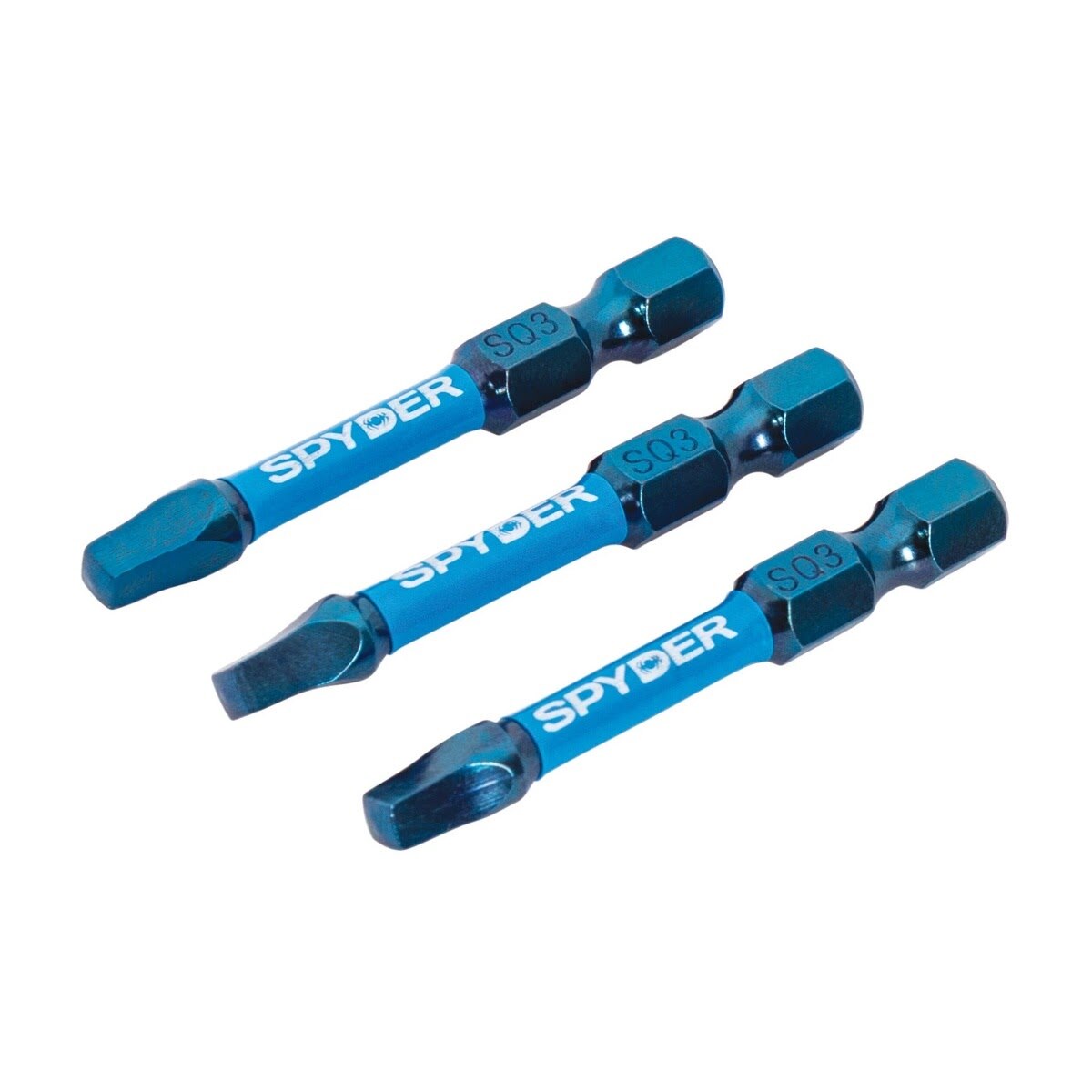 Spyder 19625 Mach-Blue Impact Rated SQ3 2 in Driver Bits with 1/4 in Hex Shank (3 Pack)