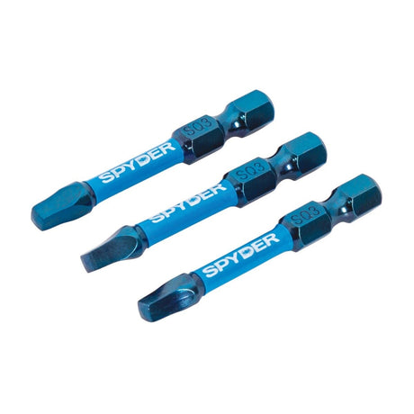 Spyder 19625 Mach-Blue Impact Rated SQ3 2 in Driver Bits with 1/4 in Hex Shank (3 Pack)