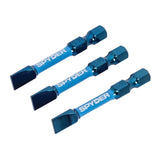 Spyder 19635 2 in Slotted Impact Driver Bit with 1/4 in Hex Shank Mach-Blue (3 Pack)