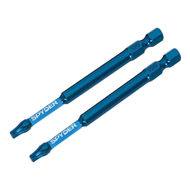 Spyder 19642 T20 x 3-1/2" Mach-Blue Impact Rated Torx Driver Bit (2 Pack)