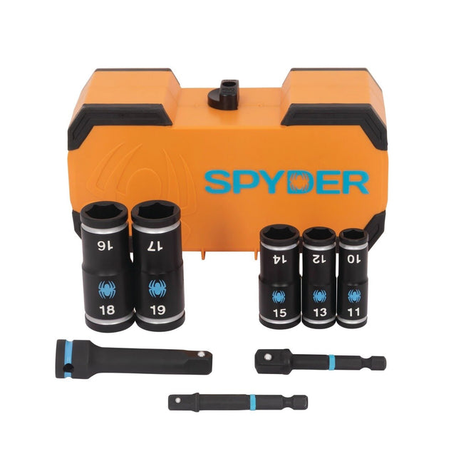 Spyder 19712 1/4 in and 3/8 in Drive Metric Flip Impact Socket Set with 3 in Extension and 2 Adapters (8 Piece Set)