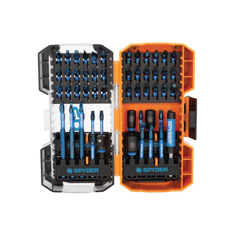 Spyder 19965 Mach-Blue Impact Rated Drive Bit Set with 1/4" Hex Shank (56-Piece Set)