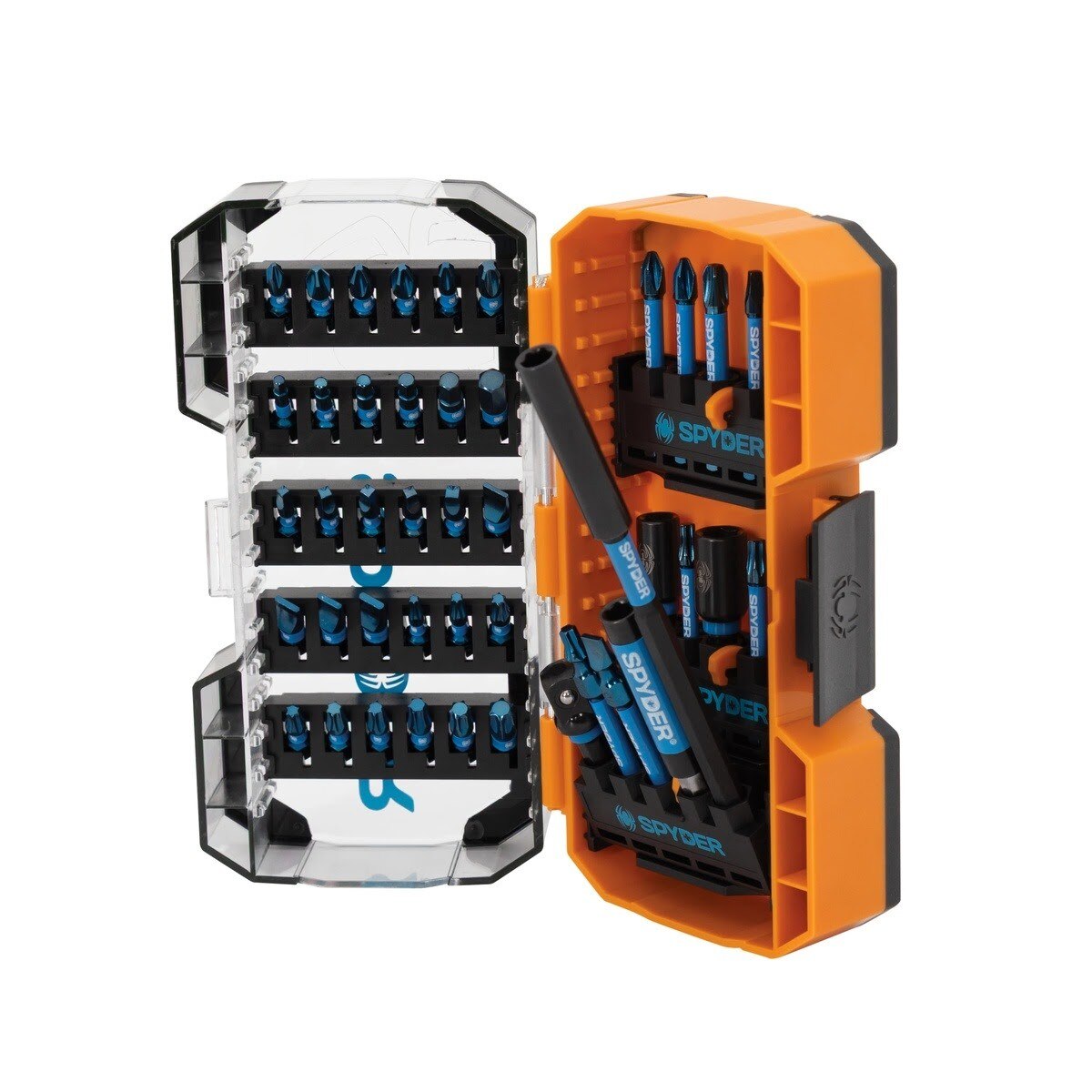 Spyder 19966 Mach-Blue Impact Rated Drive Bit Set with 1/4" Hex Shank (45-Piece Set) - 2