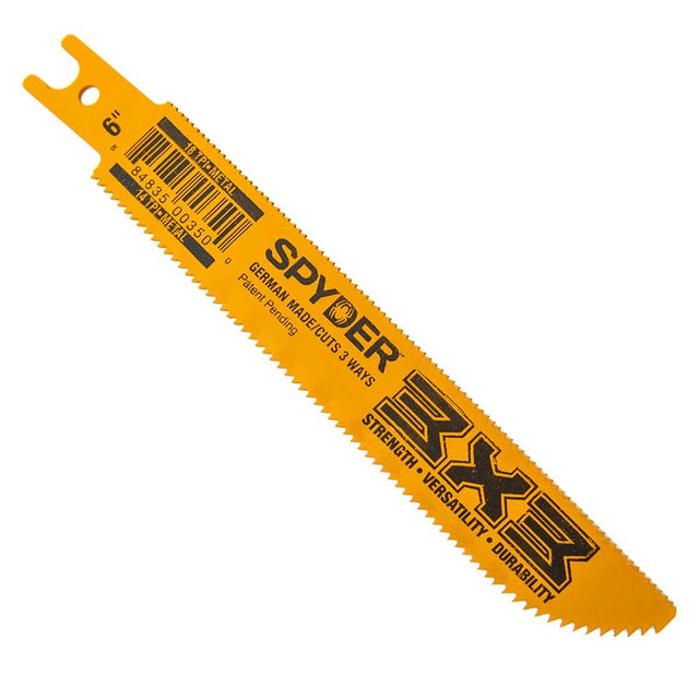 Spyder 200180 3X3 Double-Sided Bi-metal 6" 14/18 TPI Wood and Metal Cutting Reciprocating Saw Blade