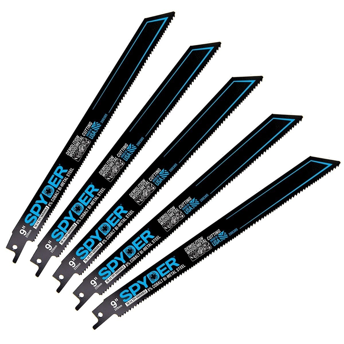 Spyder 200305-50 9" 10-14 TPI Bi-Metal Metal Cutting Reciprocating Saw Blades (50 Pack)