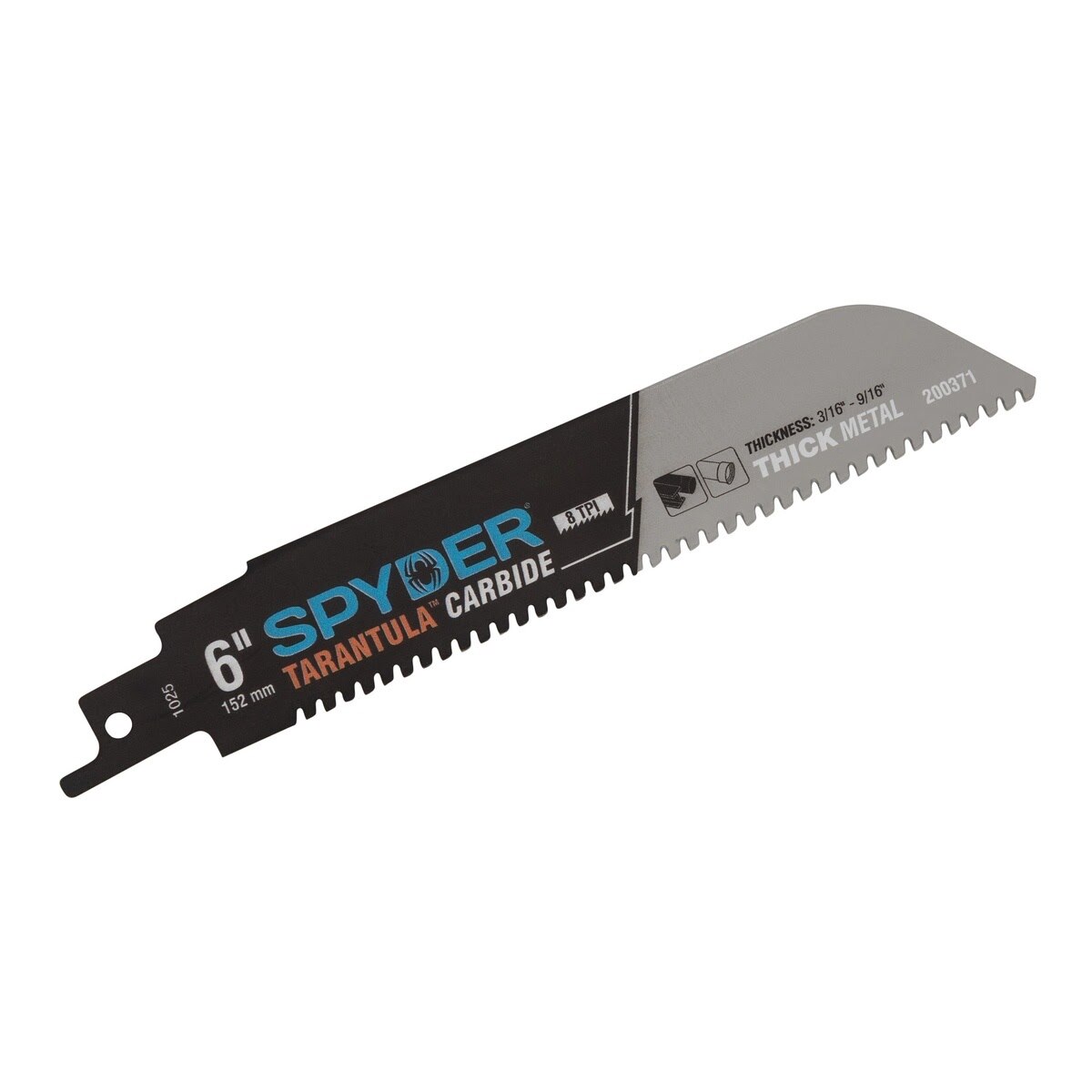 Spyder 200371 6" 8 TPI Carbide Tipped Recip Saw Blade for Thick Metal Cutting