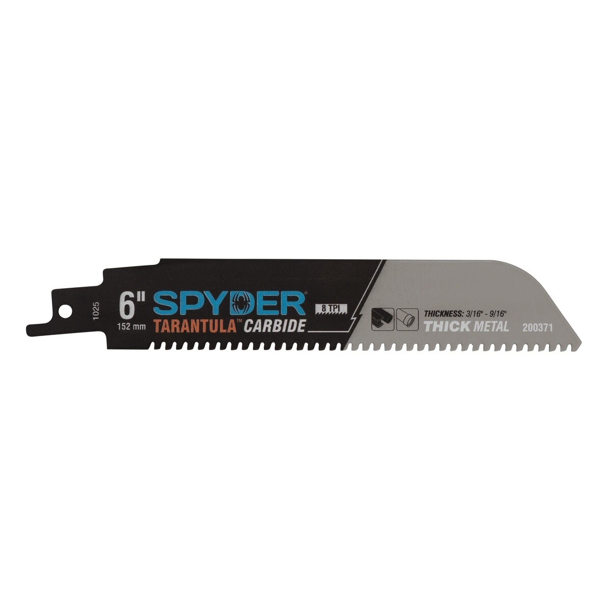 Spyder 200371 6" 8 TPI Carbide Tipped Recip Saw Blade for Thick Metal Cutting - 2