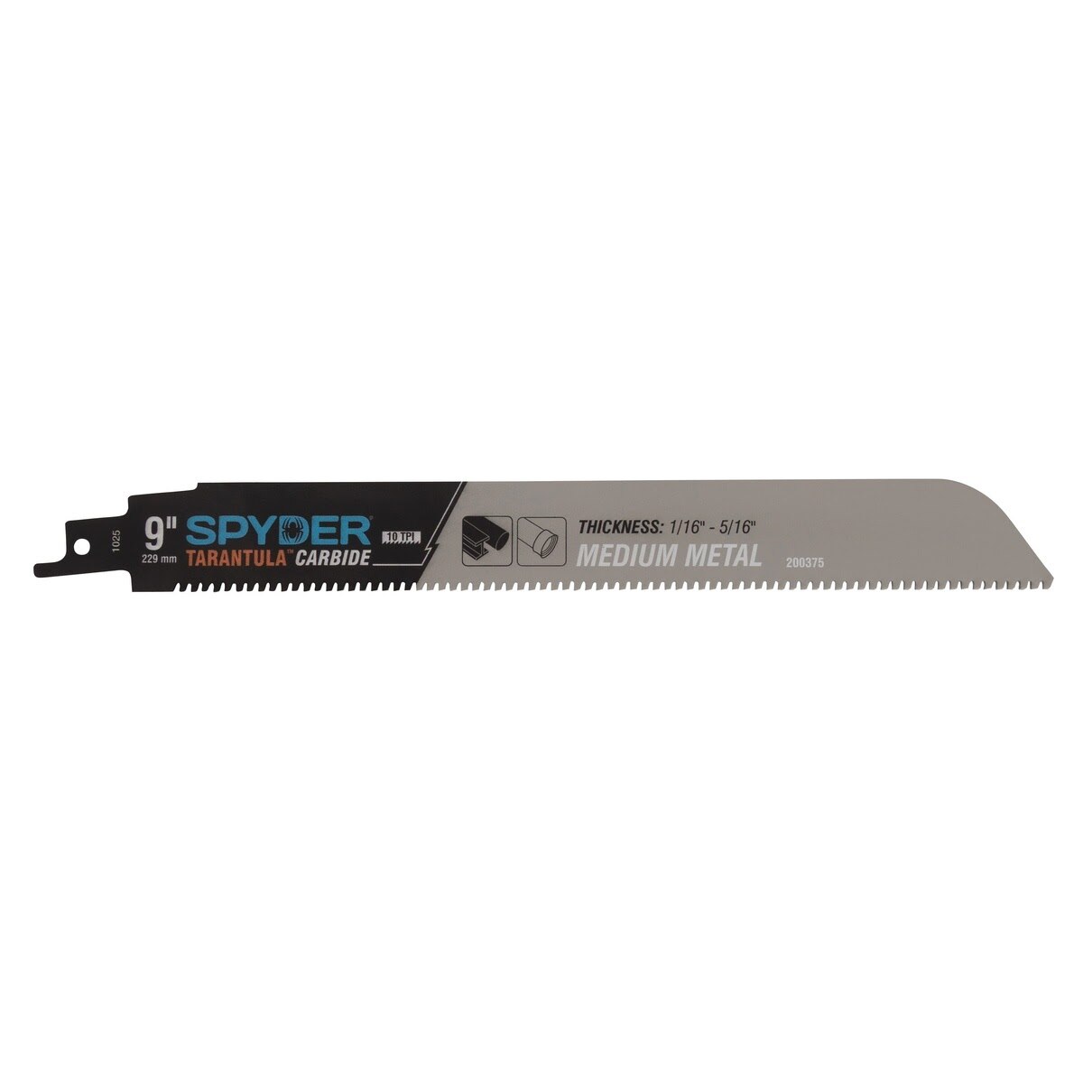 Spyder 200375 9" 10 TPI Tarantula Carbide Tipped Reciprocating Saw Blade for Medium Metal Cutting