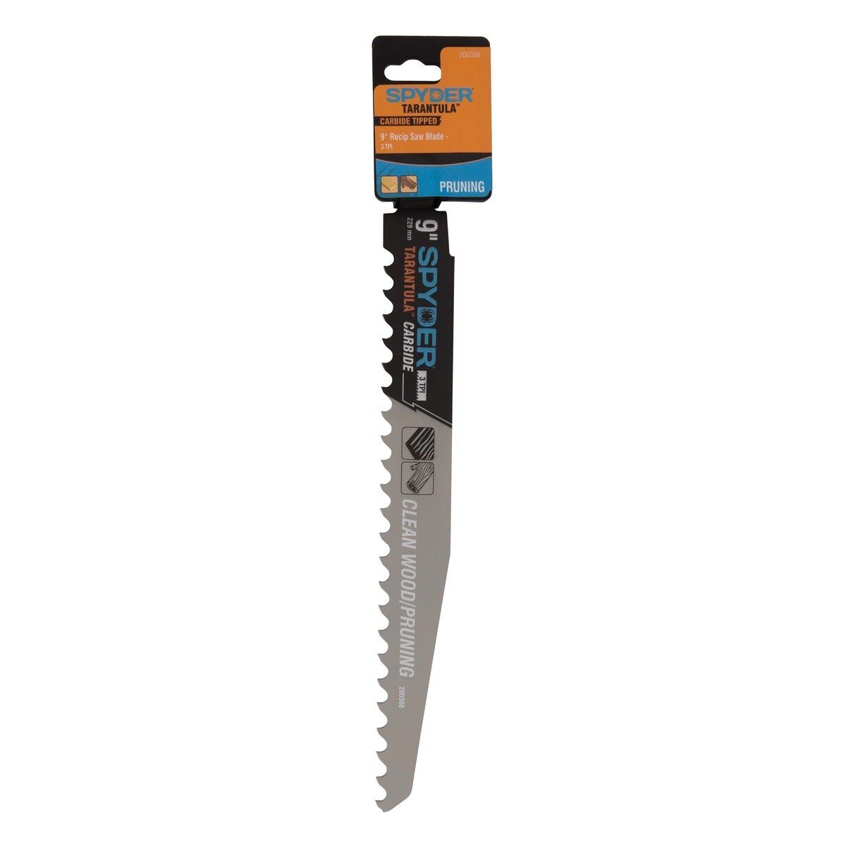 Spyder 200388 9" 3 TPI Carbide Tipped Pruning Reciprocating Saw Blade for Clean Wood and Green Material - 3