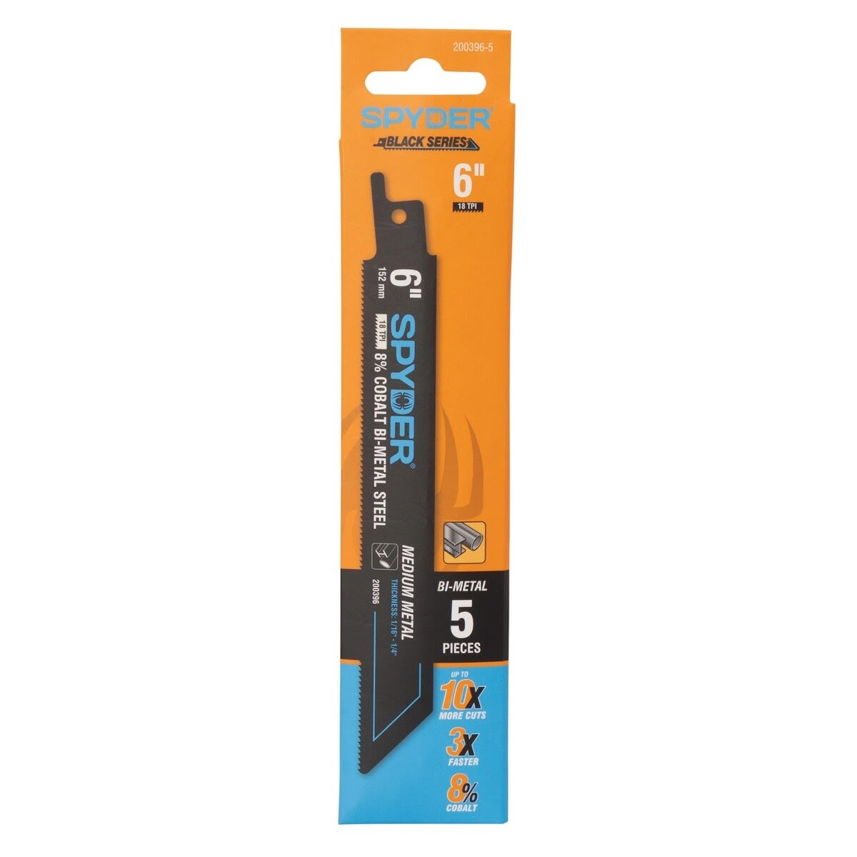 Spyder 200396-5 6 in 18 TPI 8 Percent Cobalt Bi-Metal Reciprocating Saw Blade Medium Metal Cutting (5 Pack) - 2