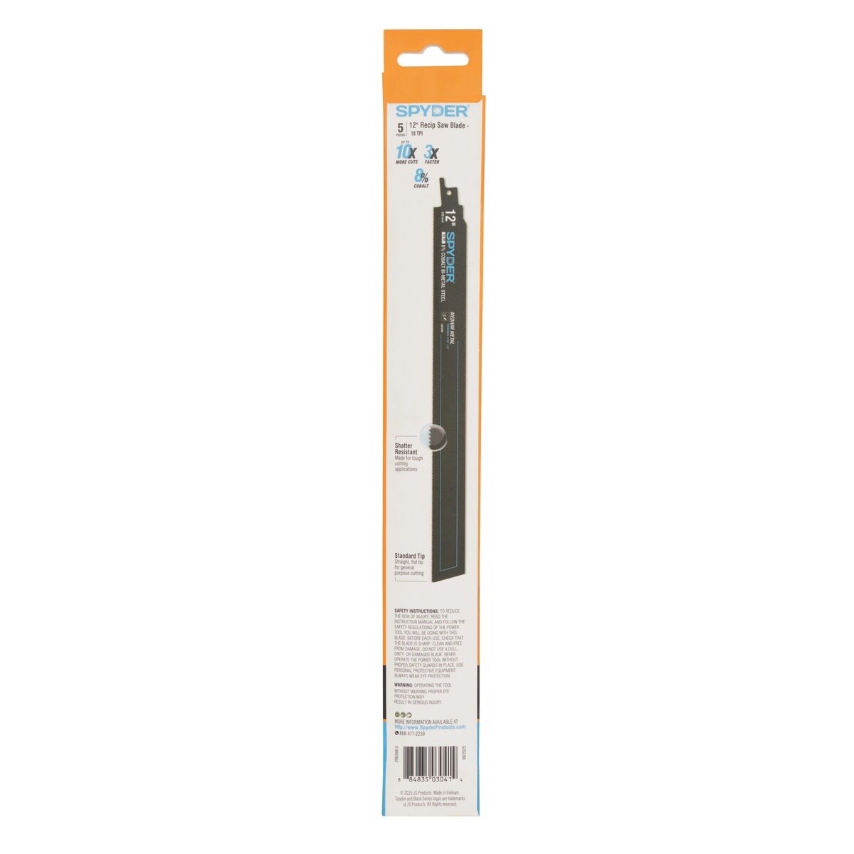 Spyder 200398-5 12" 18 TPI Black Series Bi-Metal Reciprocating Saw Blades for Metal Cutting (5 Pack) - 4