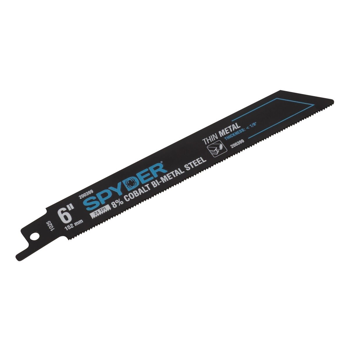 Spyder 200399-5 6" 24 TPI 8 Percent Cobalt Bi-Metal Reciprocating Saw Blades for Thin Metal (5 Pack)
