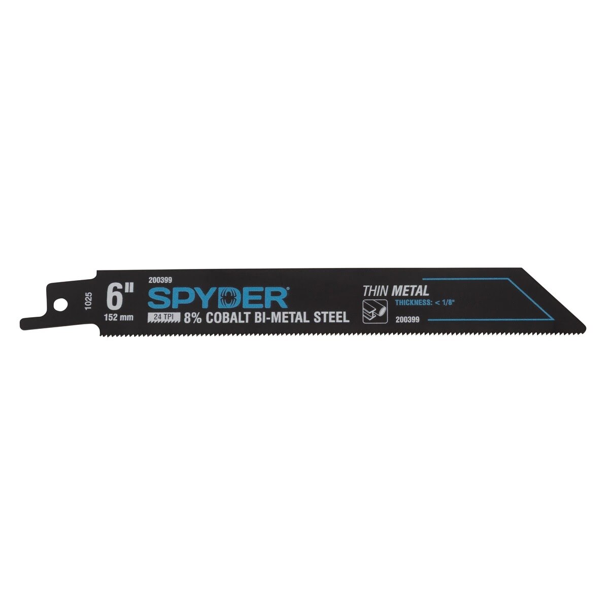 Spyder 200399-5 6" 24 TPI 8 Percent Cobalt Bi-Metal Reciprocating Saw Blades for Thin Metal (5 Pack) - 2