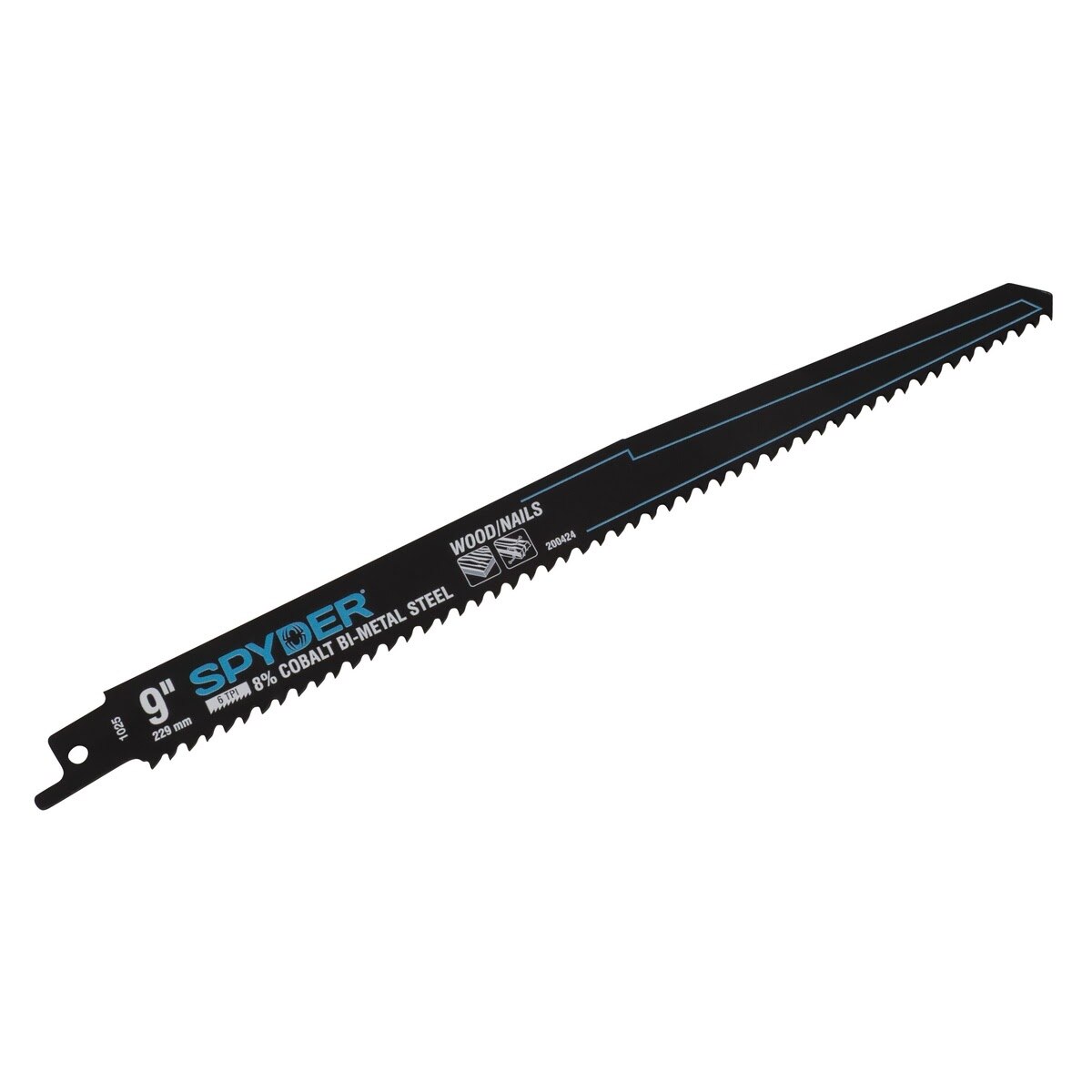 Spyder 200424 9" 6 TPI Black Series 8 Percent Cobalt Bi-Metal Reciprocating Saw Blade for Wood with Nails