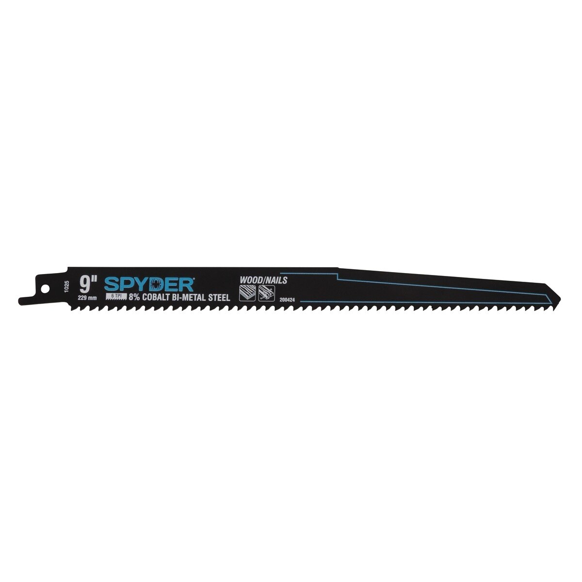 Spyder 200424 9" 6 TPI Black Series 8 Percent Cobalt Bi-Metal Reciprocating Saw Blade for Wood with Nails - 2