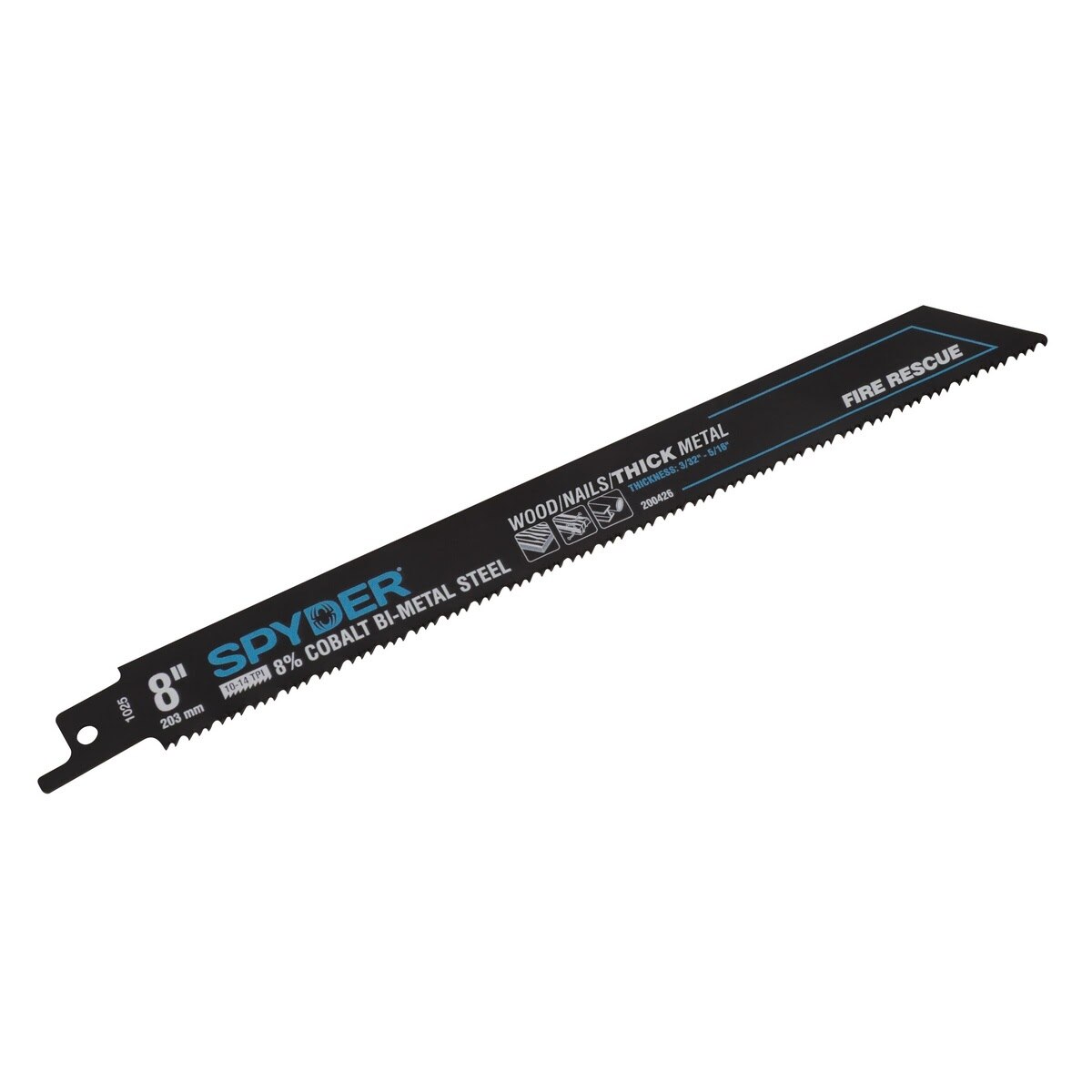 Spyder 200426-5 8 in 10-14 TPI Cobalt Bi Metal Fire Rescue Reciprocating Saw Blade (5 Pack) - 2