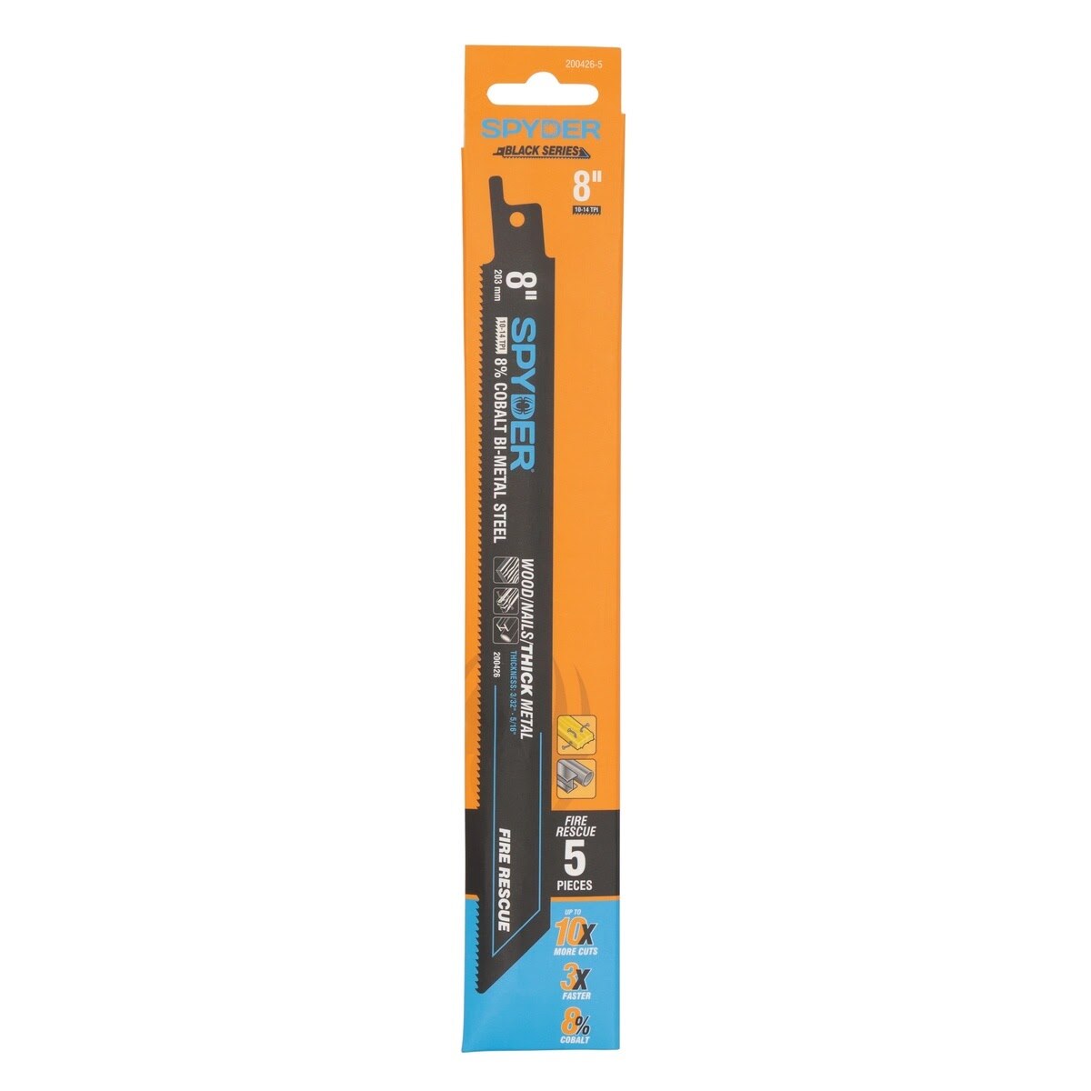 Spyder 200426-5 8 in 10-14 TPI Cobalt Bi Metal Fire Rescue Reciprocating Saw Blade (5 Pack) - 3