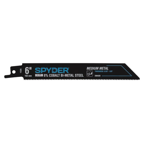 Spyder 200428-25 6" 14 TPI Black Series Bi-Metal Reciprocating Saw Blade for Medium Metal Cutting (25 Pack)