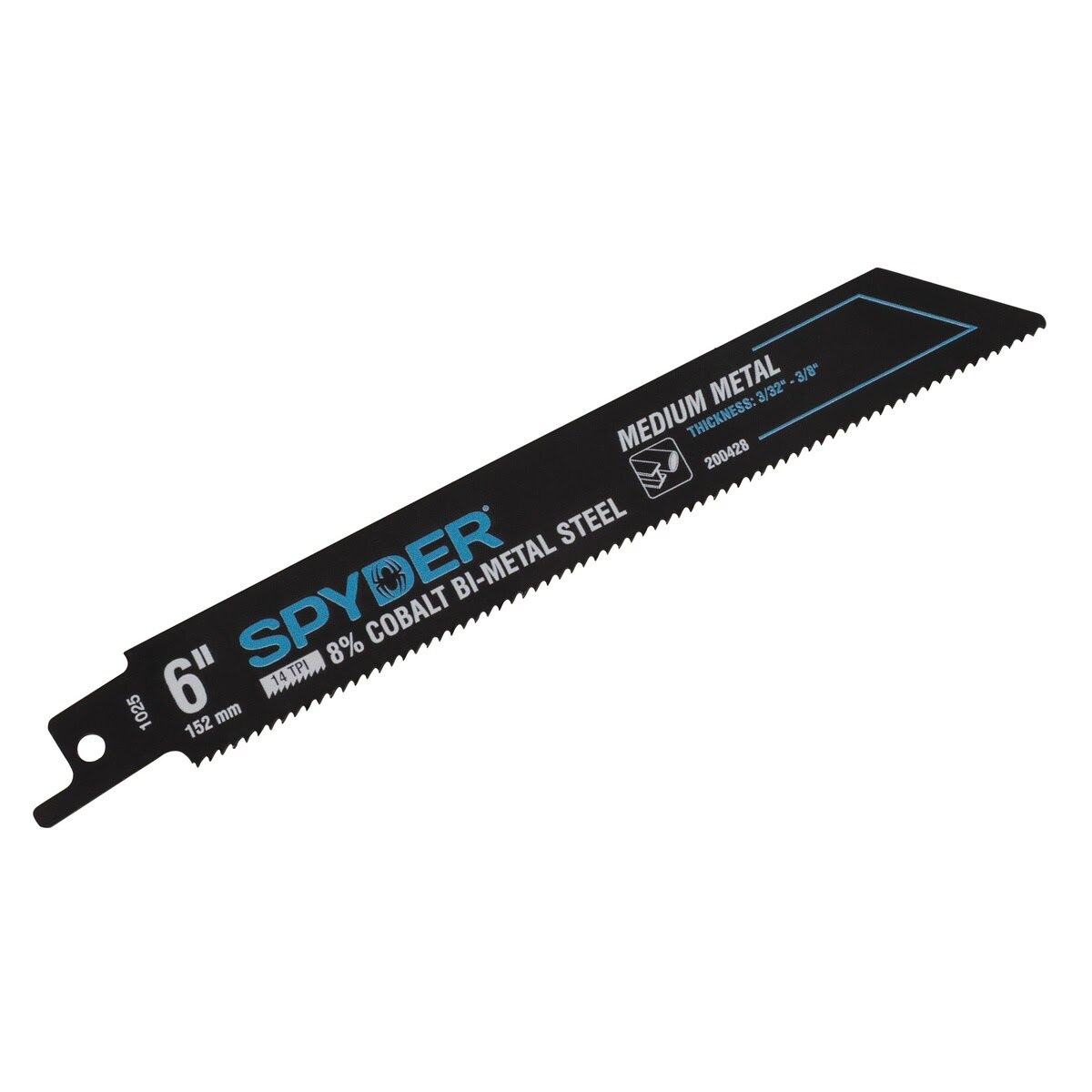 Spyder 200428-5 6" 14 TPI Black Series Bi-Metal Reciprocating Saw Blades for Medium Metal (5 Pack)