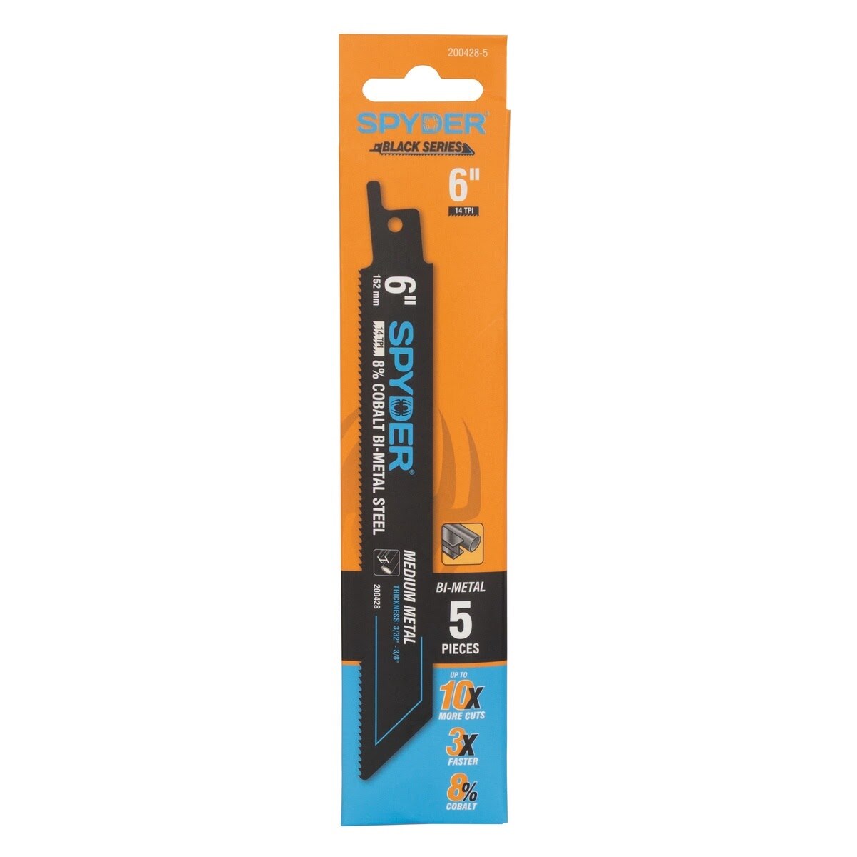 Spyder 200428-5 6" 14 TPI Black Series Bi-Metal Reciprocating Saw Blades for Medium Metal (5 Pack) - 4