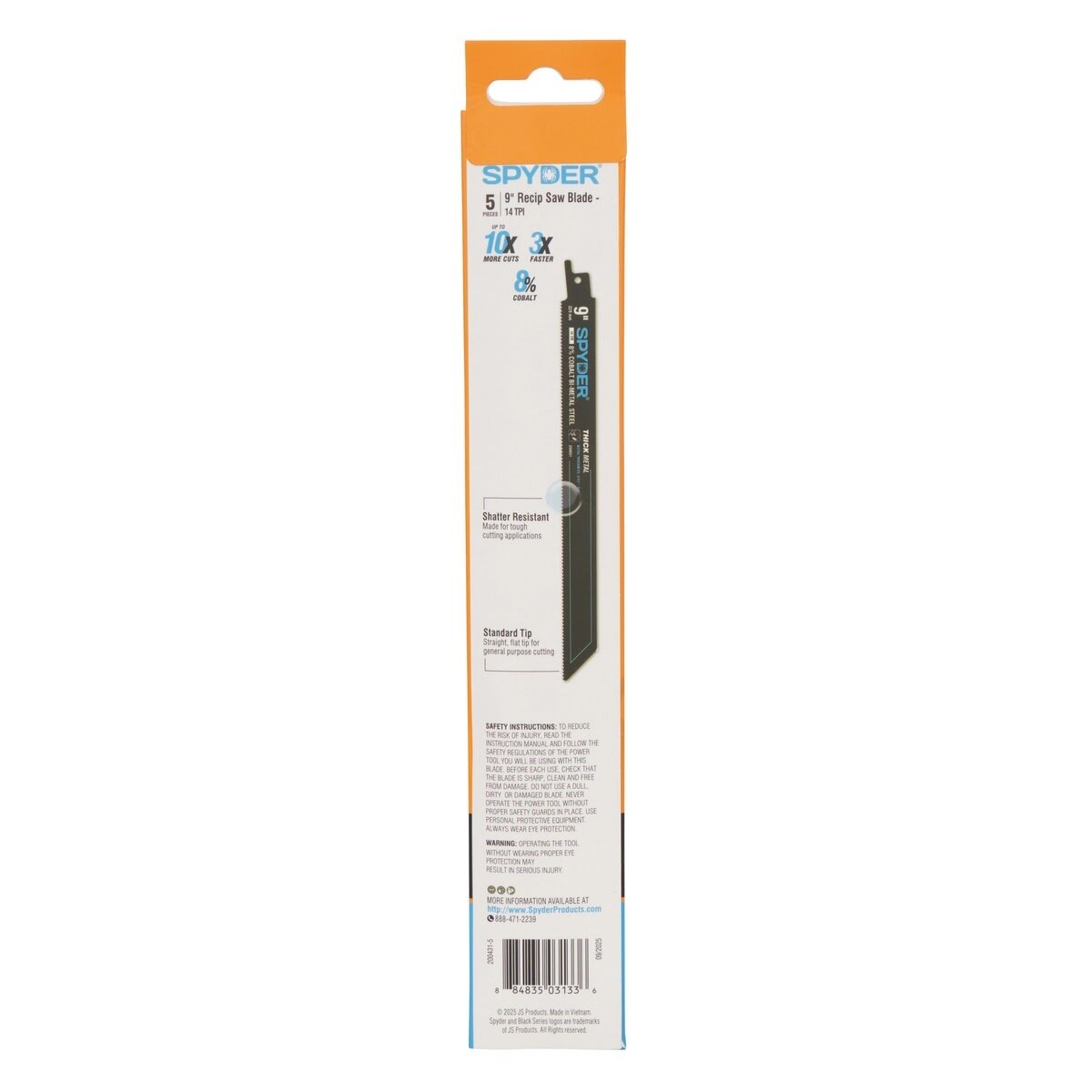 Spyder 200431-5 9 in 14 TPI Black Series Bi-Metal Thick Metal Reciprocating Saw Blades (5 Pack) - 4