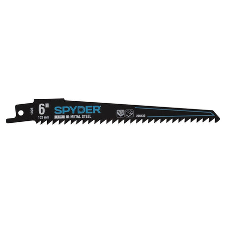 Spyder 200432-5 6" 6 TPI Bi-Metal Reciprocating Saw Blade for Wood and Plastic Plunge Cutting (5 Pack)