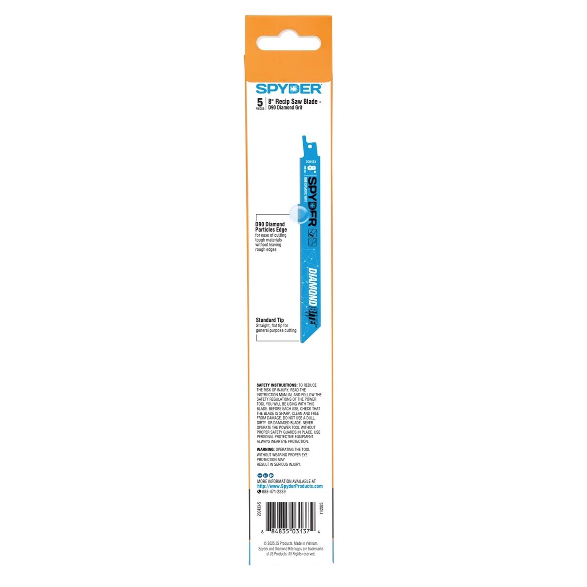 Spyder 200433-5 Diamond Bite 8" Diamond Grit Reciprocating Saw Blade for Tile and Masonry Cutting (5 Pack) - 4