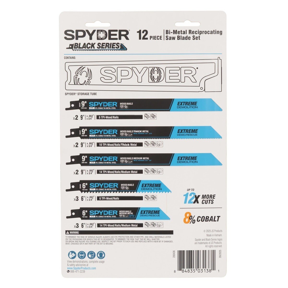 Spyder 200436 6" and 9" Bi Metal Extreme Demolition Reciprocating Saw Blade Set (12 Piece) - 2
